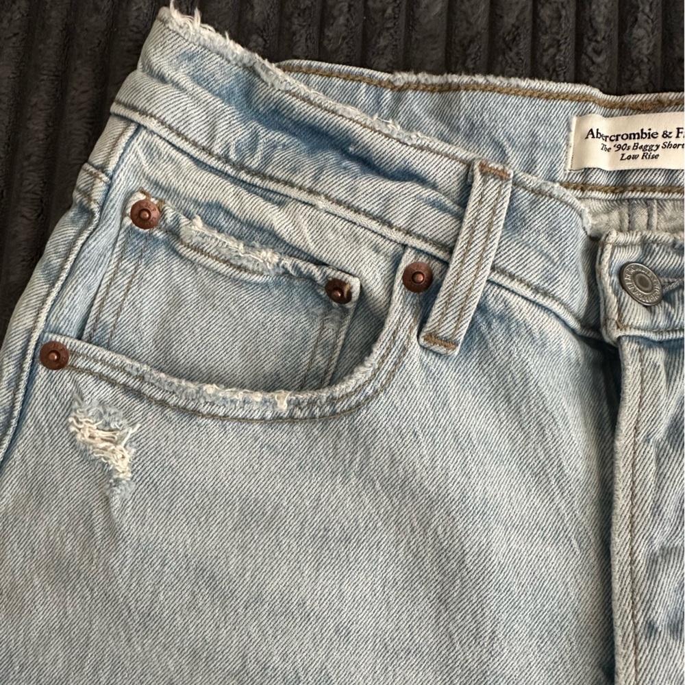 Abercrombie & Fitch Light Blue Denim Cutoff Jean Shorts - Picture 4 of 5